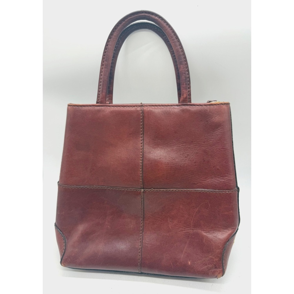 Etienne Aigner Satchel Bag Womens Small Brown Leather Top Handle Logo Purse